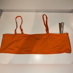 SKIMS Signature Swim Micro Bandeau Bikini Top with straps Tangerine